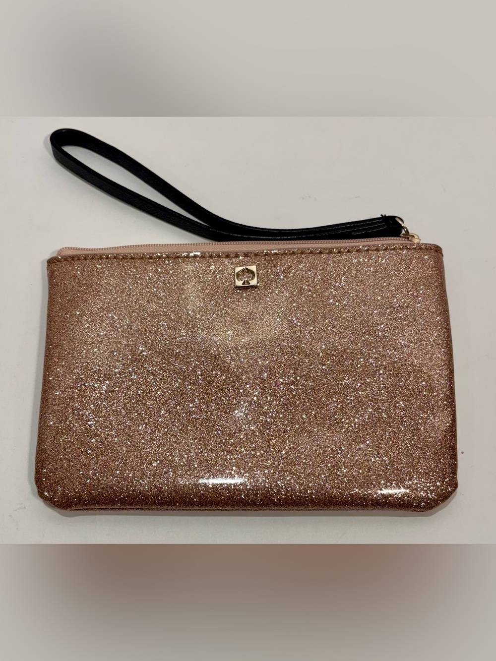Kate Spade New York Mavis Street Rose Gold Glitter Pouch Clutch